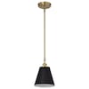 Nuvo Dover 1-Light Small Pendant Black with Vintage Brass 60/7408